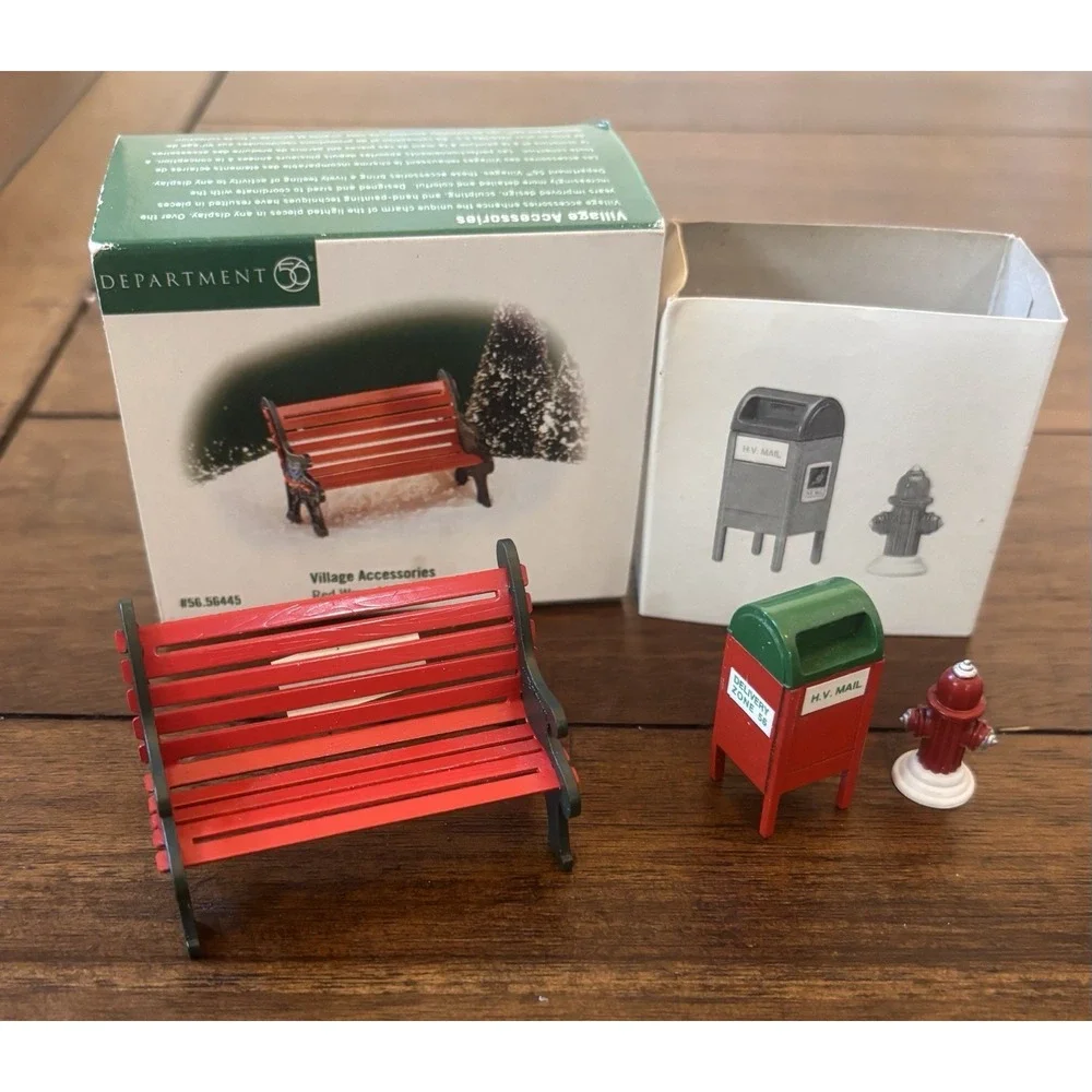 Dept 56 Village Accessories Lot: Shopkeepers, Candle Maker, Benches, Mailbox
